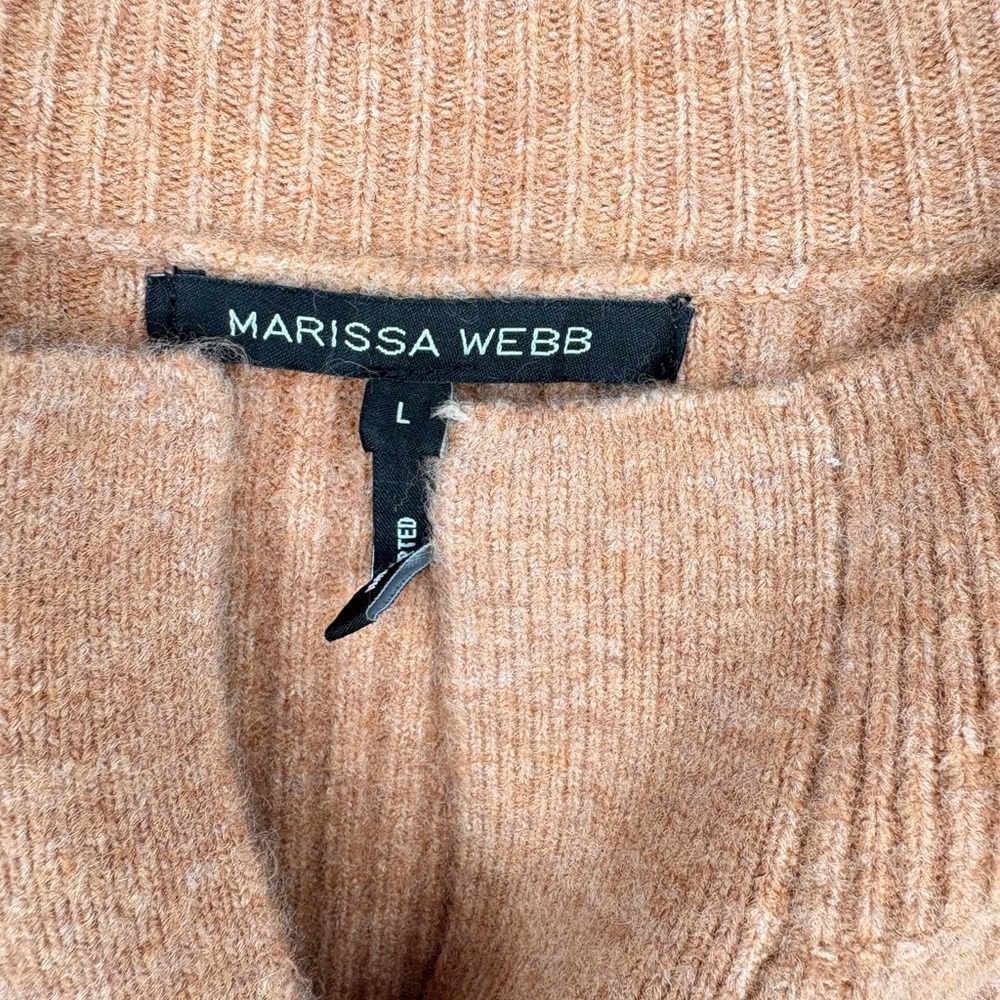 MARISSA WEBB ARIE RIBBED CASHMERE BLEND HENLEY MIDI SWEATER DRESS IN CAMEL - Picture 8 of 13